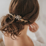 Florence crystal blossom antique gold headpiece - Liberty in Love