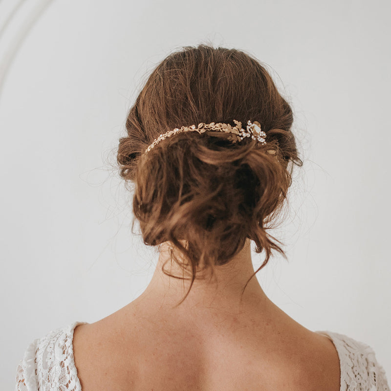 Florence crystal blossom antique gold headpiece - Liberty in Love