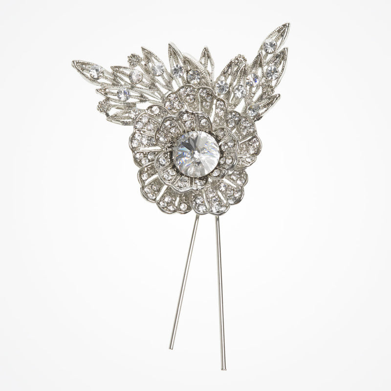 Flynn crystal embellished flower and leaves hair pin - Liberty in Love