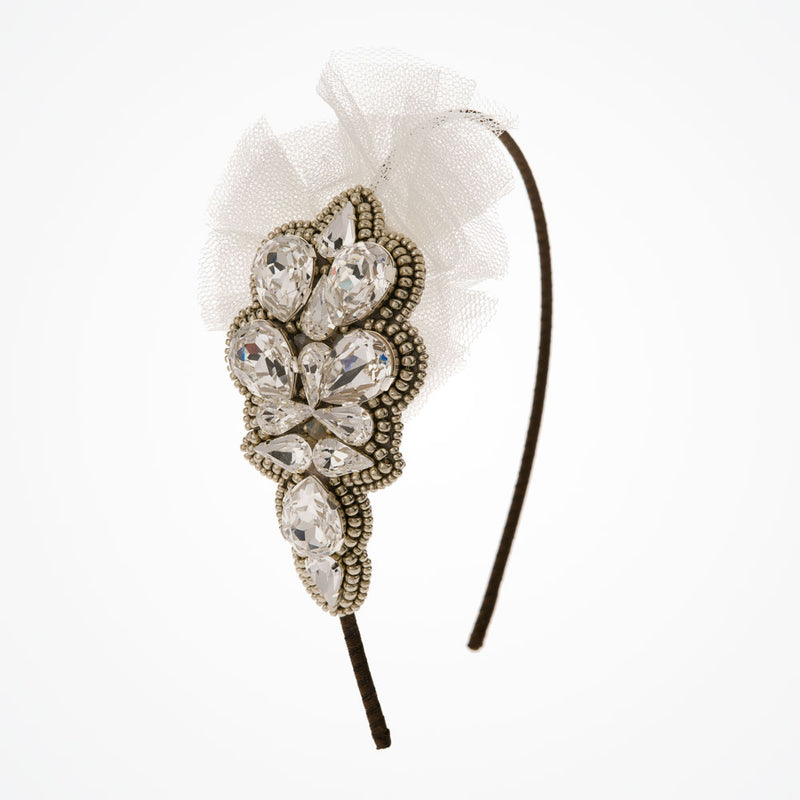 Follies Bergere crystal and tulle headpiece - Liberty in Love