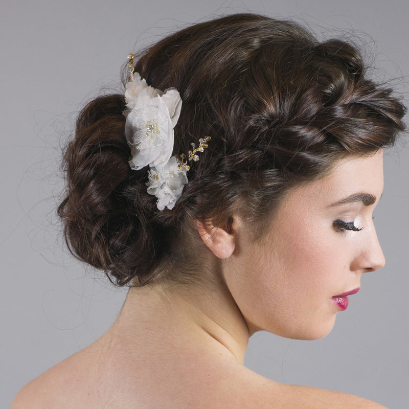 Forget me knot trio of lace blossom hair pins - Liberty in Love