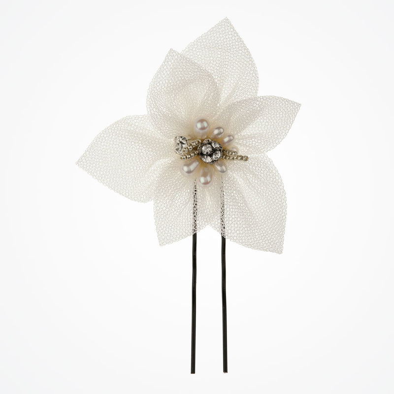 Ginger tulle flower bridal hair pin - Liberty in Love