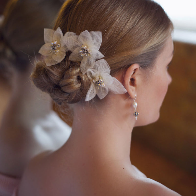 Ginger tulle flower bridal hair pin - Liberty in Love