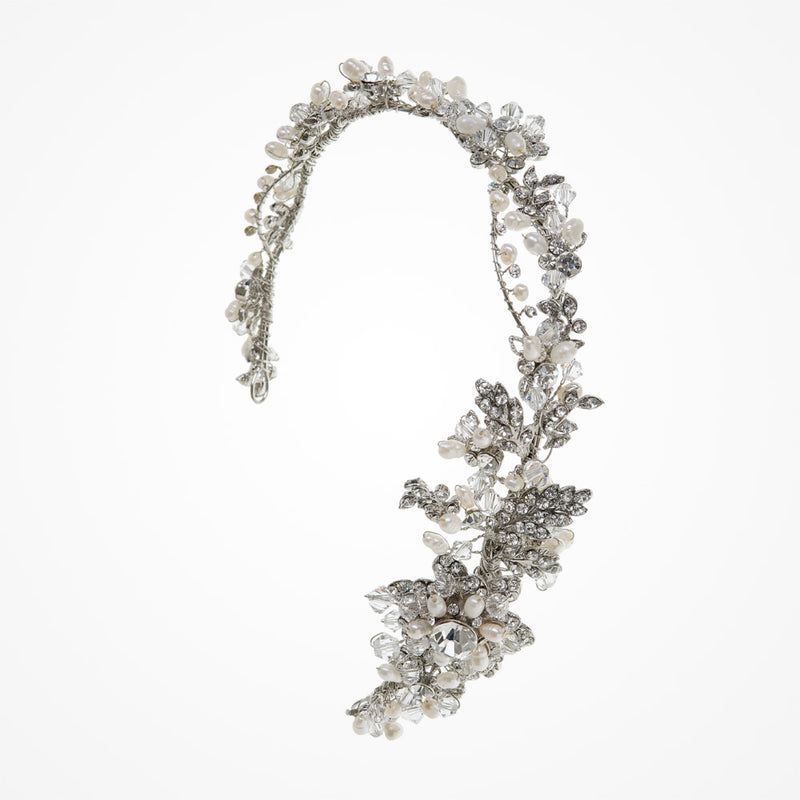 Gizelle crystal and pearls floral hair vine - Liberty in Love