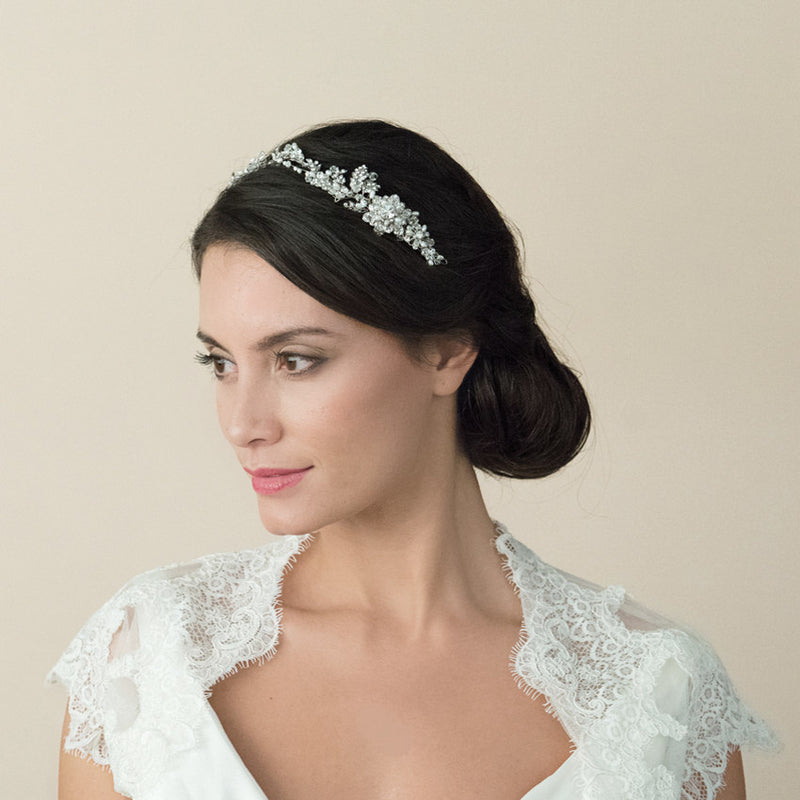 Gizelle crystal and pearls floral hair vine - Liberty in Love