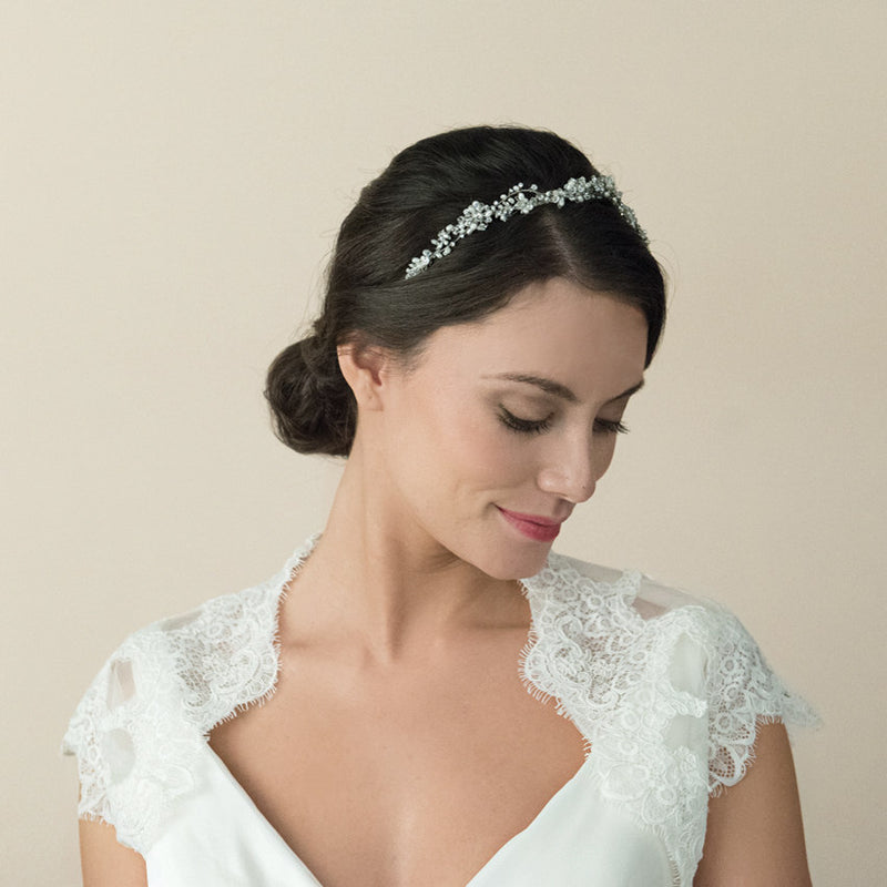 Gizelle crystal and pearls floral hair vine - Liberty in Love