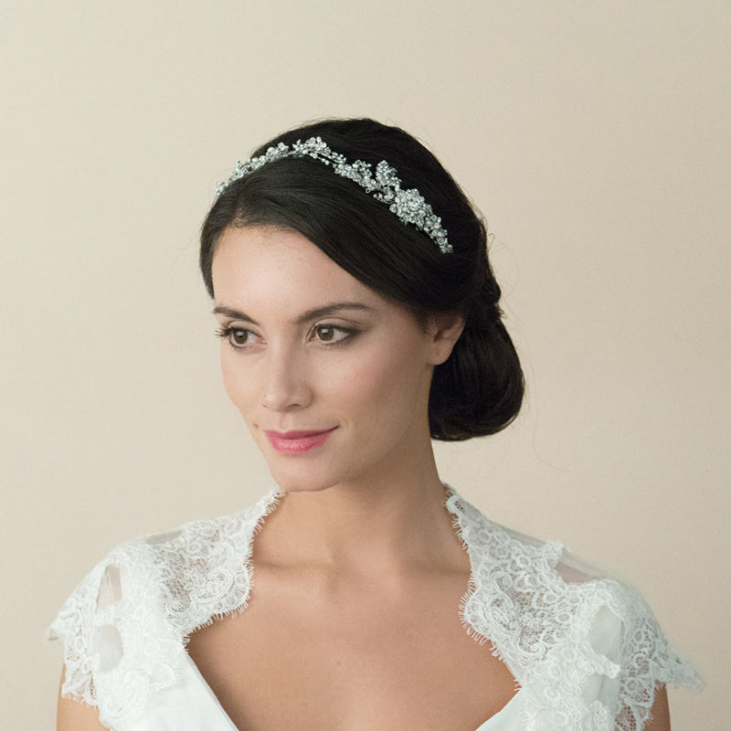 Gizelle crystal and pearls floral hair vine - Liberty in Love