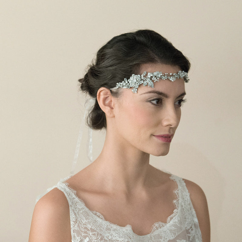 Gizelle crystal and pearls floral hair vine - Liberty in Love