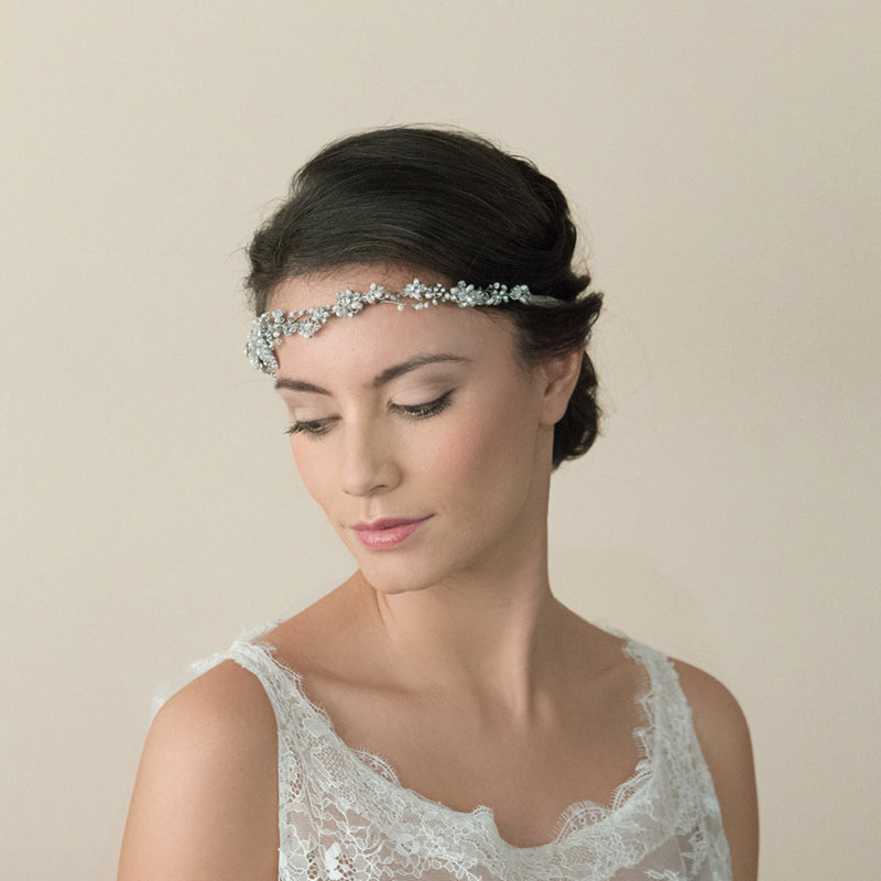 Gizelle crystal and pearls floral hair vine - Liberty in Love