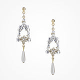 Crystal and pearl dew droplet gold earrings - Liberty in Love