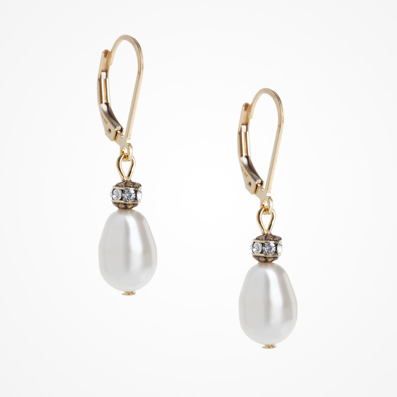 Addison vintage inspired pearl drop gold earrings - Liberty in Love