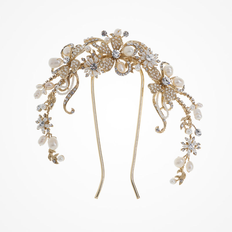 Gold pearl crescent comb - Liberty in Love