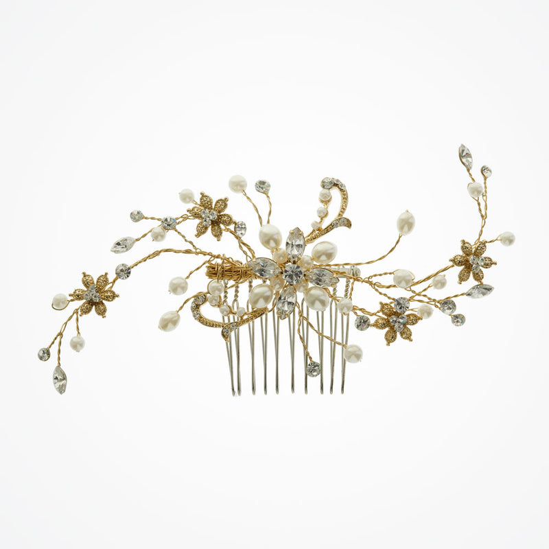 Gold pearl spray comb - Liberty in Love