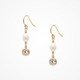 Golden CZ and pearl drop earrings (rose gold) - Liberty in Love
