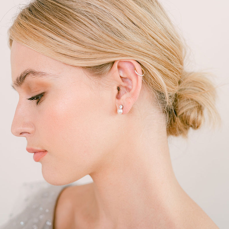 Grace crystal and pearl earrings (silver) - Liberty in Love