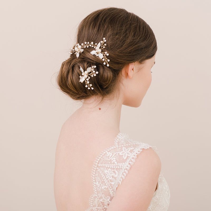 Gracie pearl and crystal gold hair pin - Liberty in Love