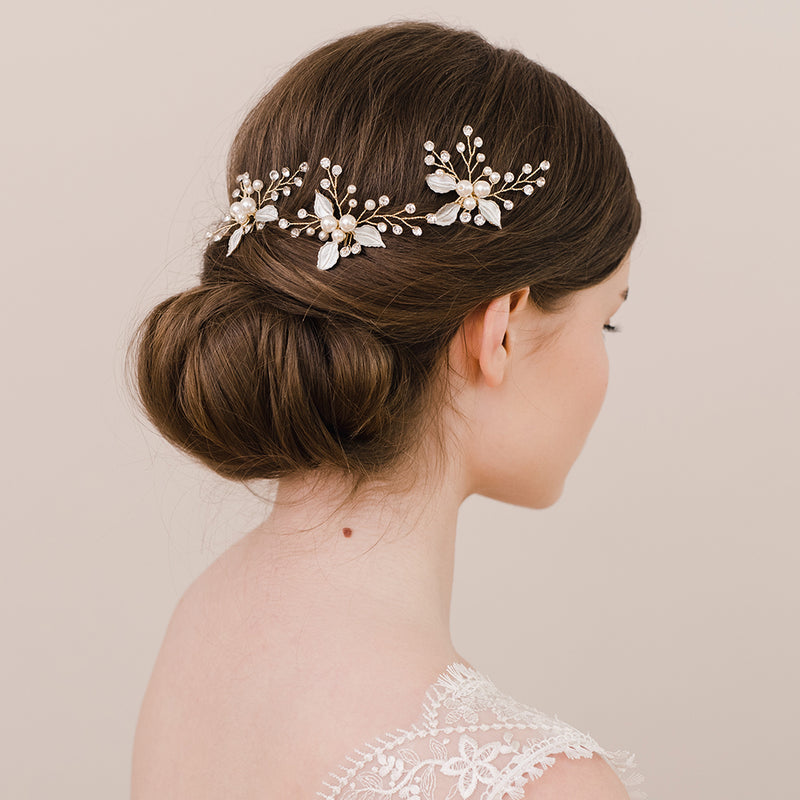 Gracie pearl and crystal gold hair pin - Liberty in Love