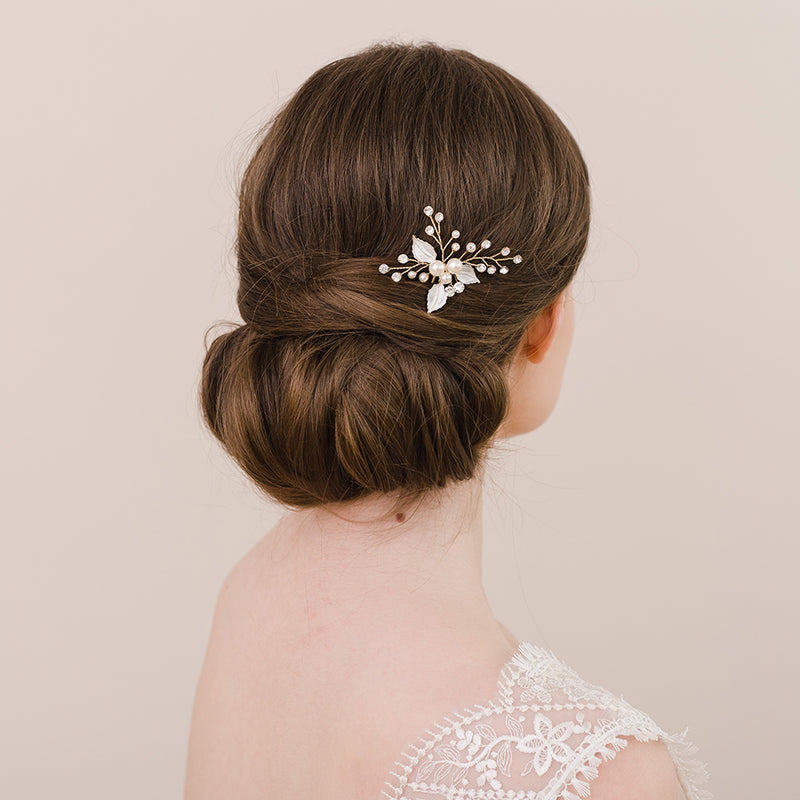 Gracie pearl and crystal gold hair pin - Liberty in Love