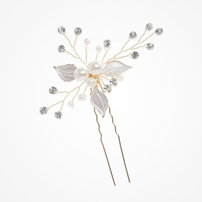 Gracie pearl and crystal gold hair pin - Liberty in Love
