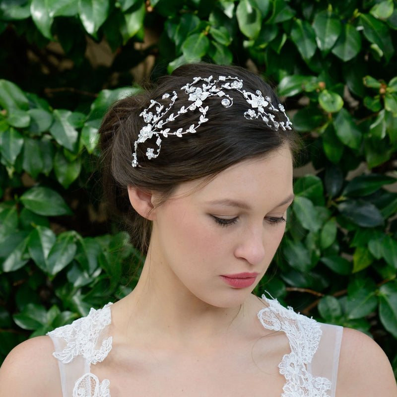 Gretchen enamelled blossoms and crystal vines headpiece - Liberty in Love