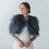 Grey ostrich feather bridal cape - Liberty in Love