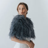 Grey ostrich feather bridal cape - Liberty in Love
