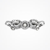 Symmetrical white pearl and crystal deco bow hair clip (HA327) - Liberty in Love