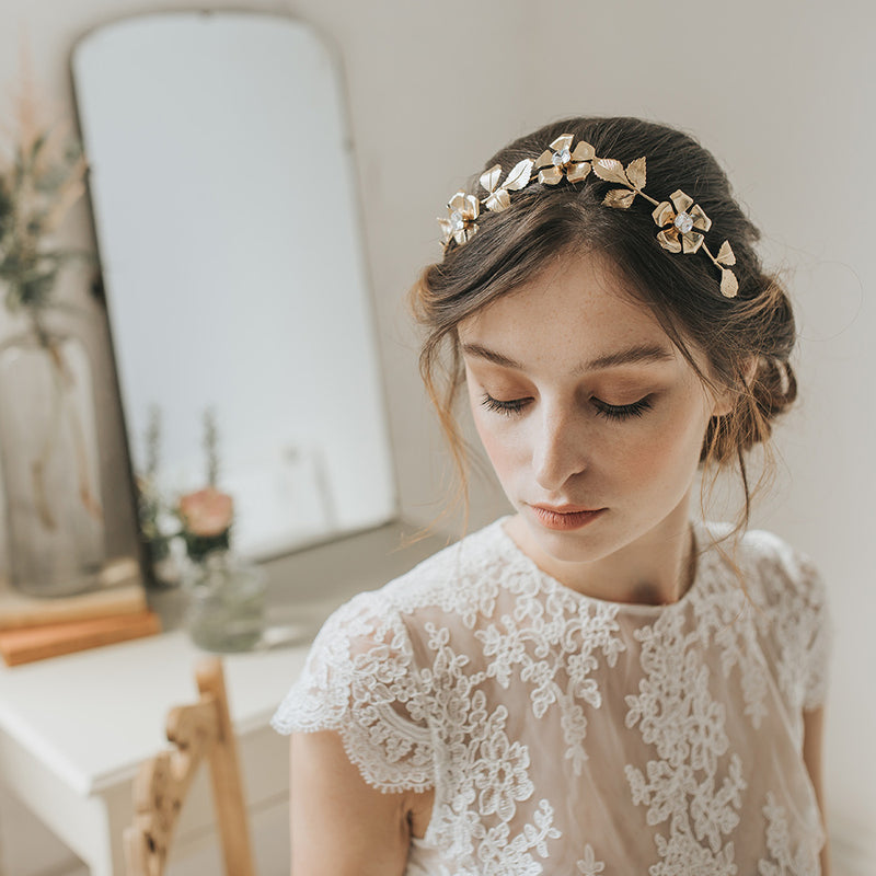 Halo gilded blossoms headpiece - Liberty in Love