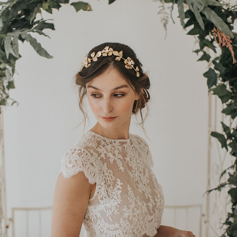 Halo gilded blossoms headpiece - Liberty in Love