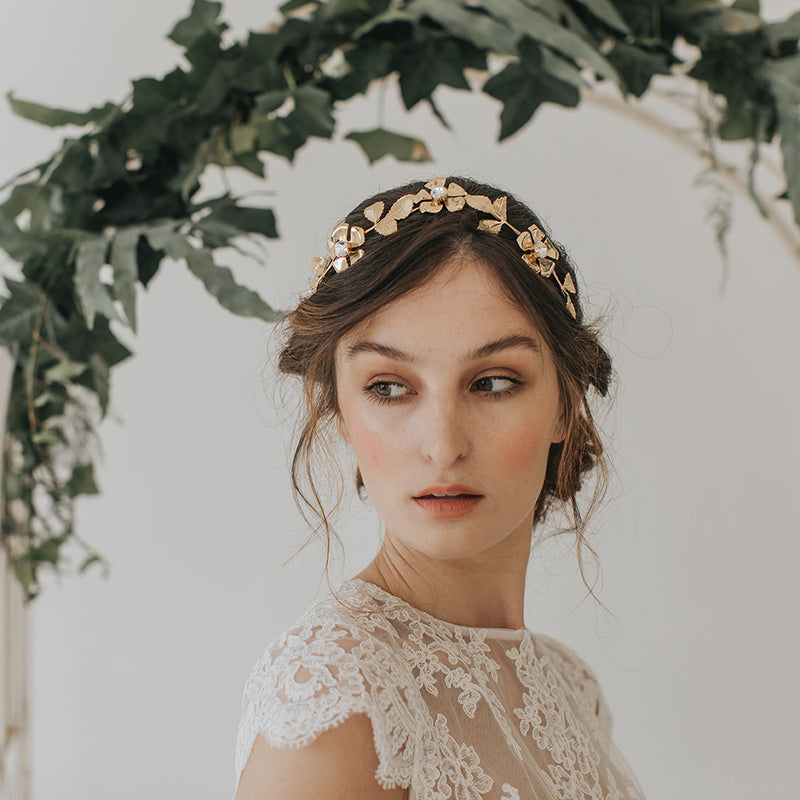 Halo gilded blossoms headpiece - Liberty in Love
