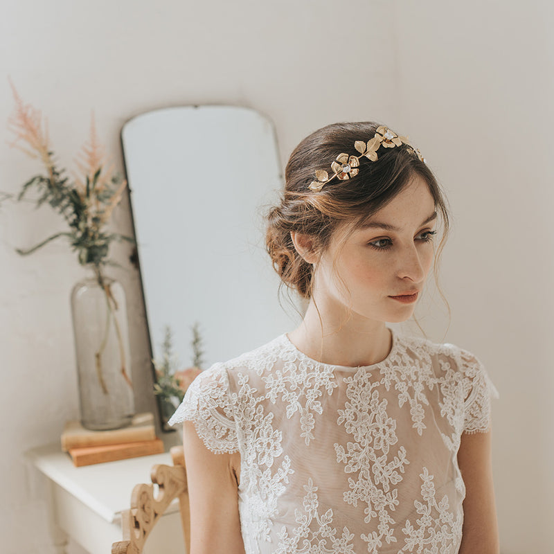 Halo gilded blossoms headpiece - Liberty in Love