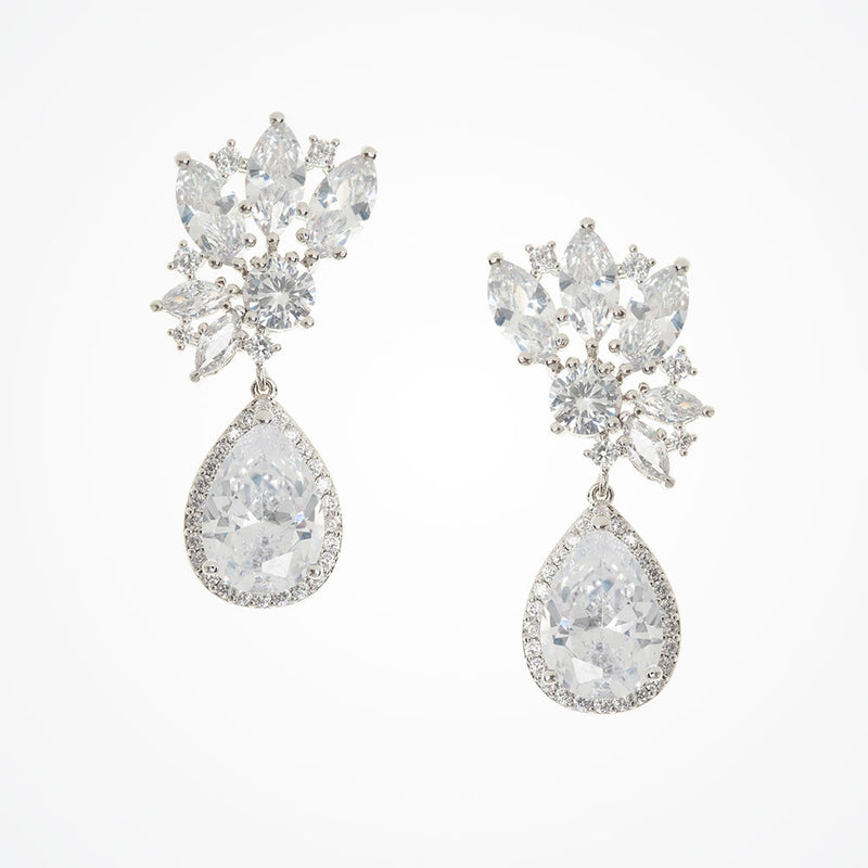 Harlow clustered crystal bridal statement earrings - Liberty in Love