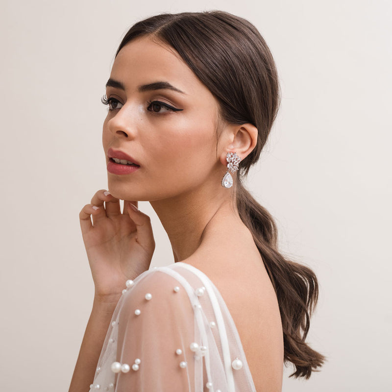 Harlow clustered crystal bridal statement earrings - Liberty in Love