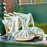 Delfina ivory leather floral cut-out sandals - Liberty in Love