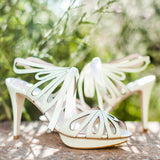Delfina ivory leather floral cut-out sandals - Liberty in Love