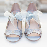 Peony low blue floral laser-cut sandals - size 4 only - Liberty in Love