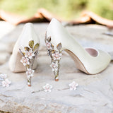 Sakura ivory floral embellished platform peep-toes - Liberty in Love