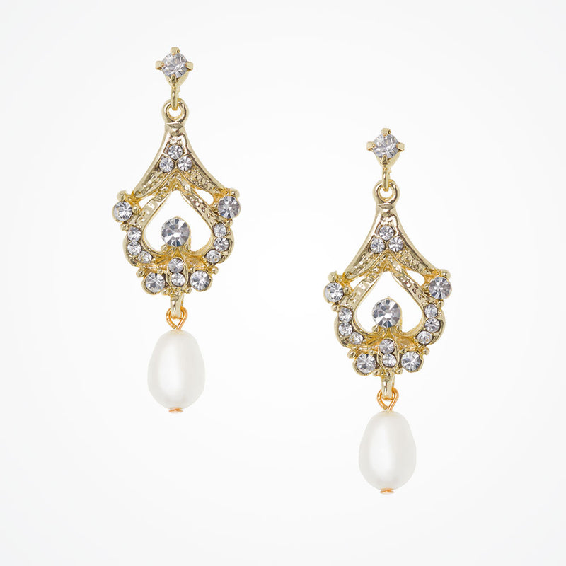 Hayworth pearl drop earrings (gold) - Liberty in Love