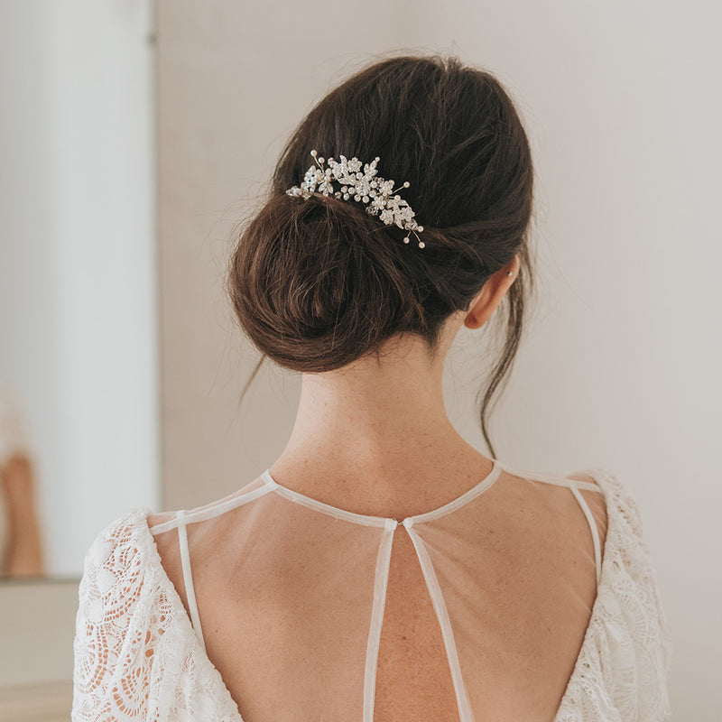 Hazel crystal and pearl embellished hair vine - Liberty in Love
