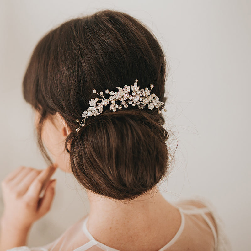 Hazel crystal and pearl embellished hair vine - Liberty in Love