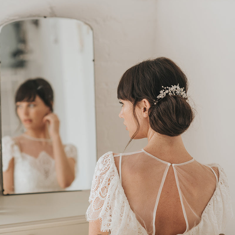 Hazel crystal and pearl embellished hair vine - Liberty in Love