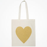 Heart tote bag (gold glitter) - Liberty in Love