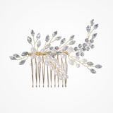 Heather pearl and marquise crystal sprigs rose gold hair comb - Liberty in Love