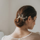 Heather pearl and marquise crystal sprigs gold hair comb - Liberty in Love