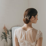 Heather pearl and marquise crystal sprigs gold hair comb - Liberty in Love