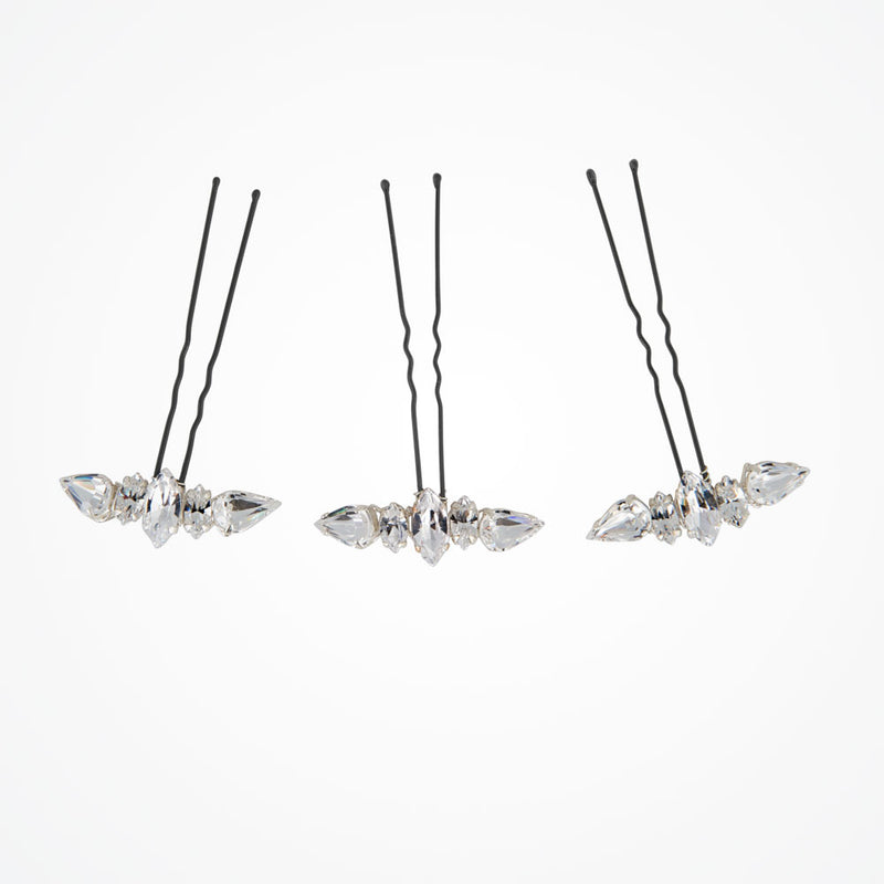Hepburn art deco crystal hair pins (set of 3) - Liberty in Love