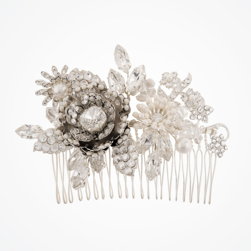 Honeysuckle crystal embellished flower bridal comb - Liberty in Love