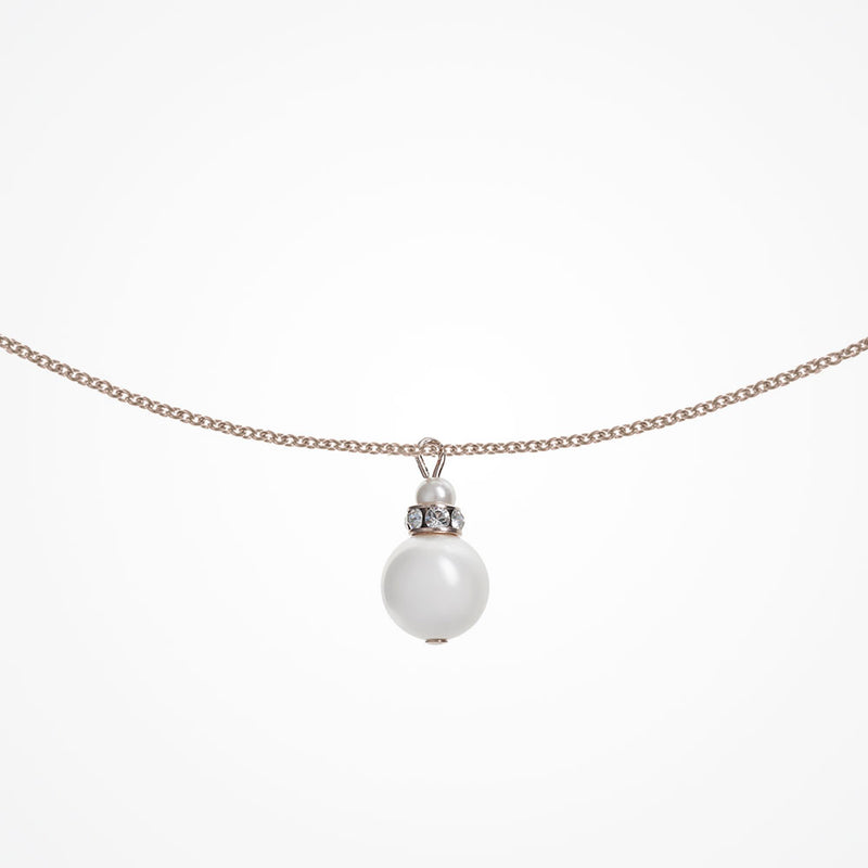 Hope crystal rondelle and pearl rose gold pendant necklace - Liberty in Love