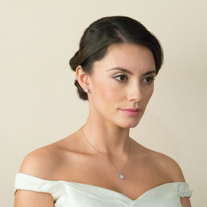 Illusion cubic zirconia bridal stud earrings - Liberty in Love