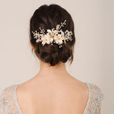 Ilyssa crystal floral sprigs hair comb (gold) - Liberty in Love